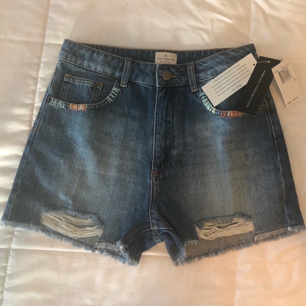 French Connection high rise fray hem 6 shorts NWT